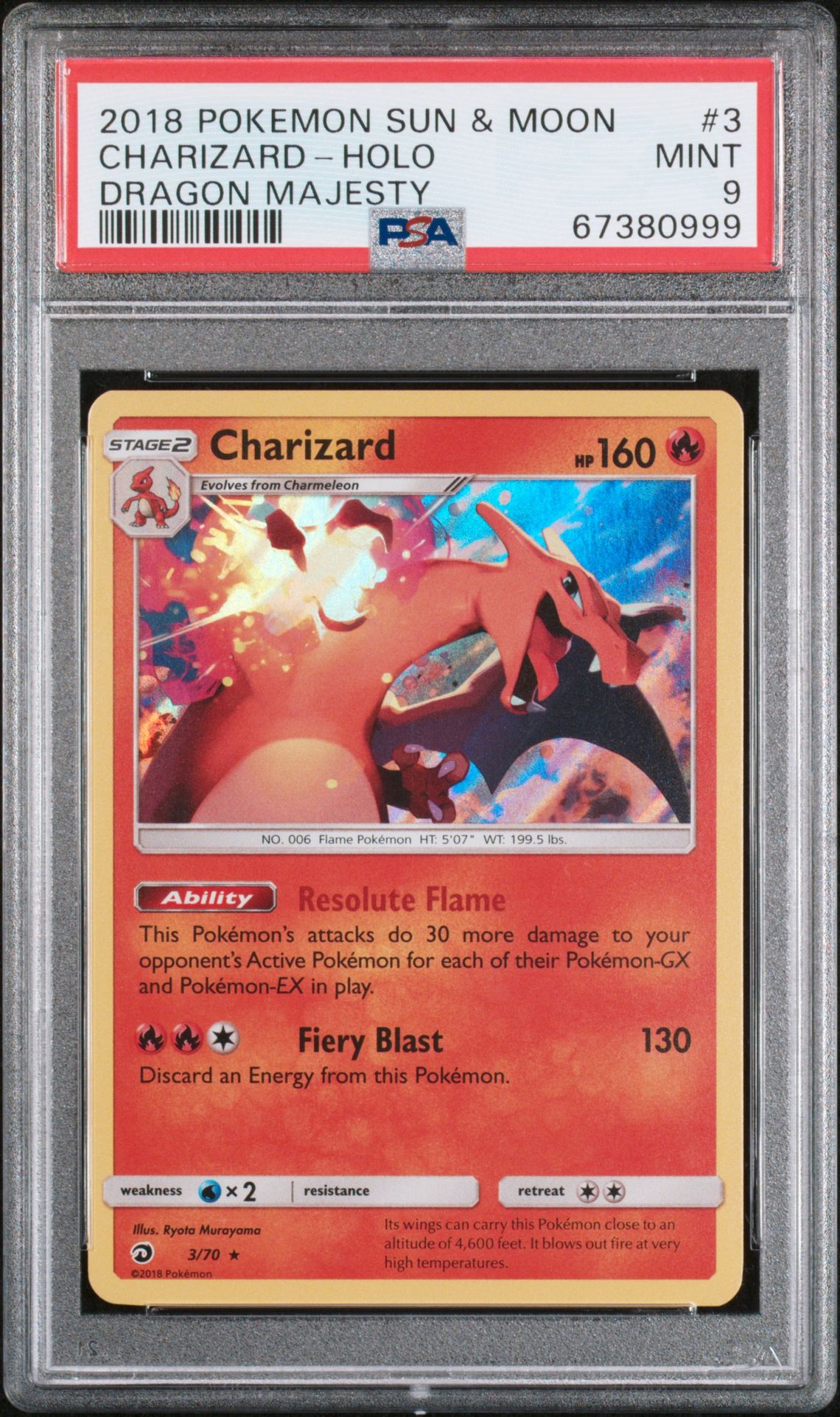 2018 Pokemon POKEMON SUN & MOON DRAGON MAJESTY #3 Charizard-Holo front