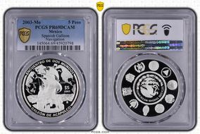 2003-Mo 5 Peso Galeon de Acapulco KM-678  Ag PR69DCAM