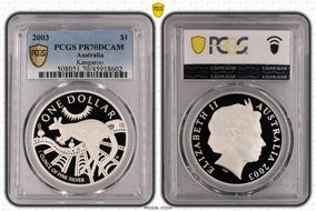 2003 $1 Kangaroo Ag PR70DCAM