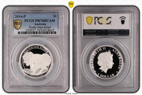 2014-P $1 Koala Ag High Relief PR70DCAM