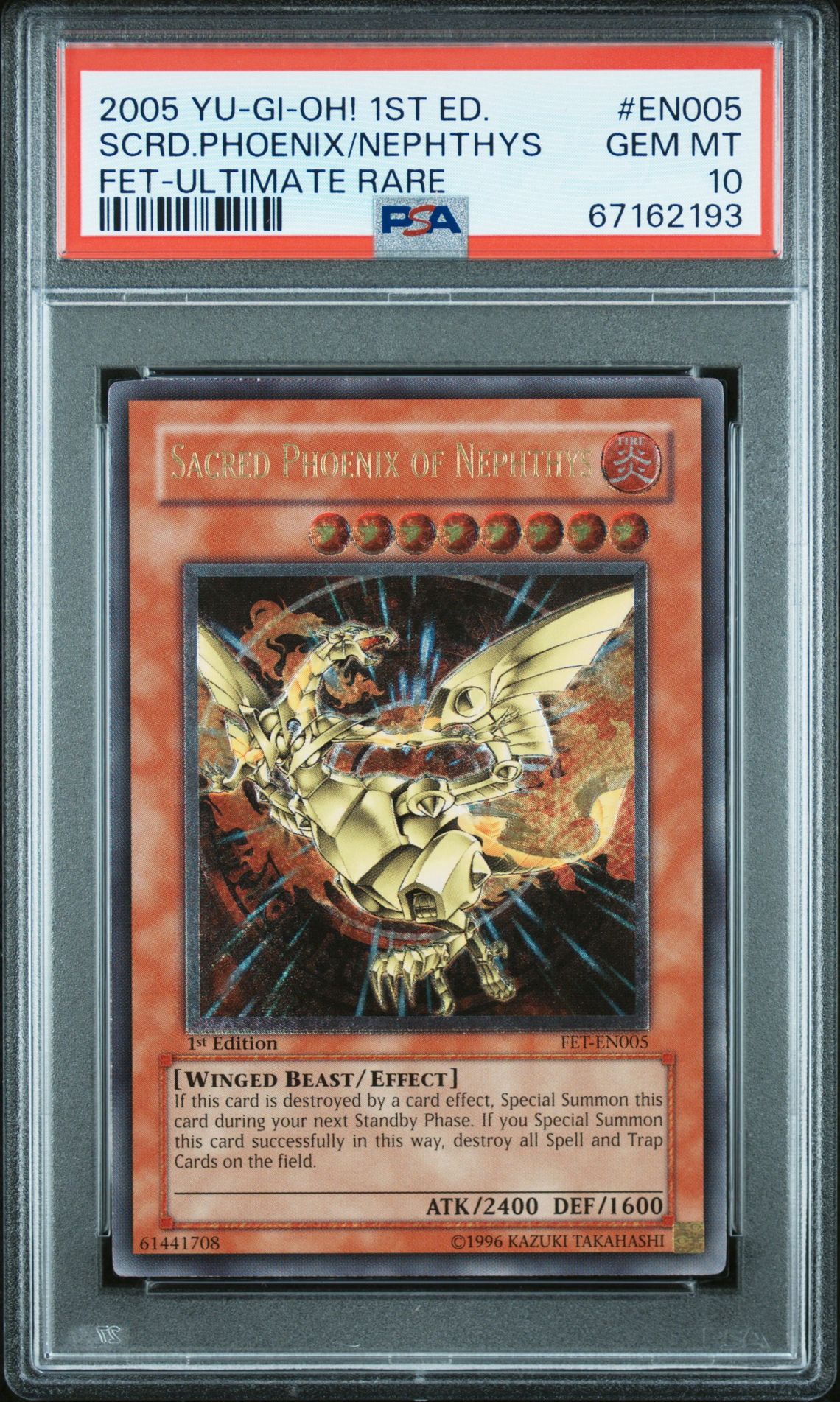 2005 Yu-Gi-Oh! YU-GI-OH! FET-FLAMING ETERNITY ULTIMATE RARE #EN005 Scrd.Phoenix/Nephthys front