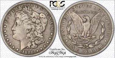 1888-O $1 VAM 4, Hot Lips VF20