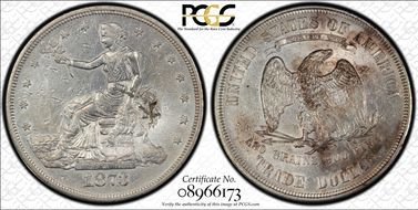 1873 T$1 Chopmarked XF45