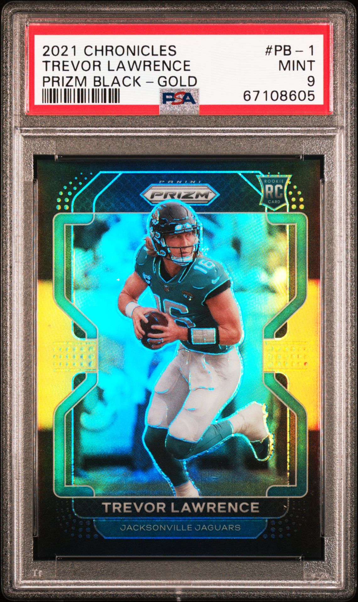 2021 Panini PANINI CHRONICLES PRIZM BLACK GOLD #PB-1 Trevor Lawrence front