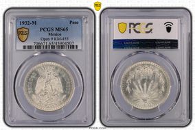 1932-M Peso KM-455  Ag Open 9 MS65