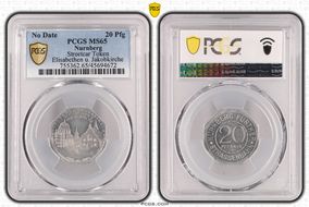 (1920-21) 20 Pfg Streetcar Token Elisabethen u. Jakobkirche MS65