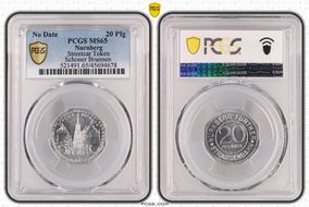 (1920-21) 20 Pfg Streetcar Token Schoner Brunnen MS65