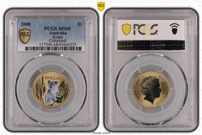 2008 $1 Koala  Colorized MS68