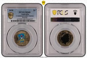 2018 $1 Commonwealth Games Borobi Colorized MS68