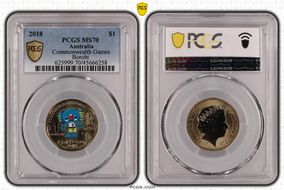 2018 $1 Commonwealth Games Borobi Colorized MS70