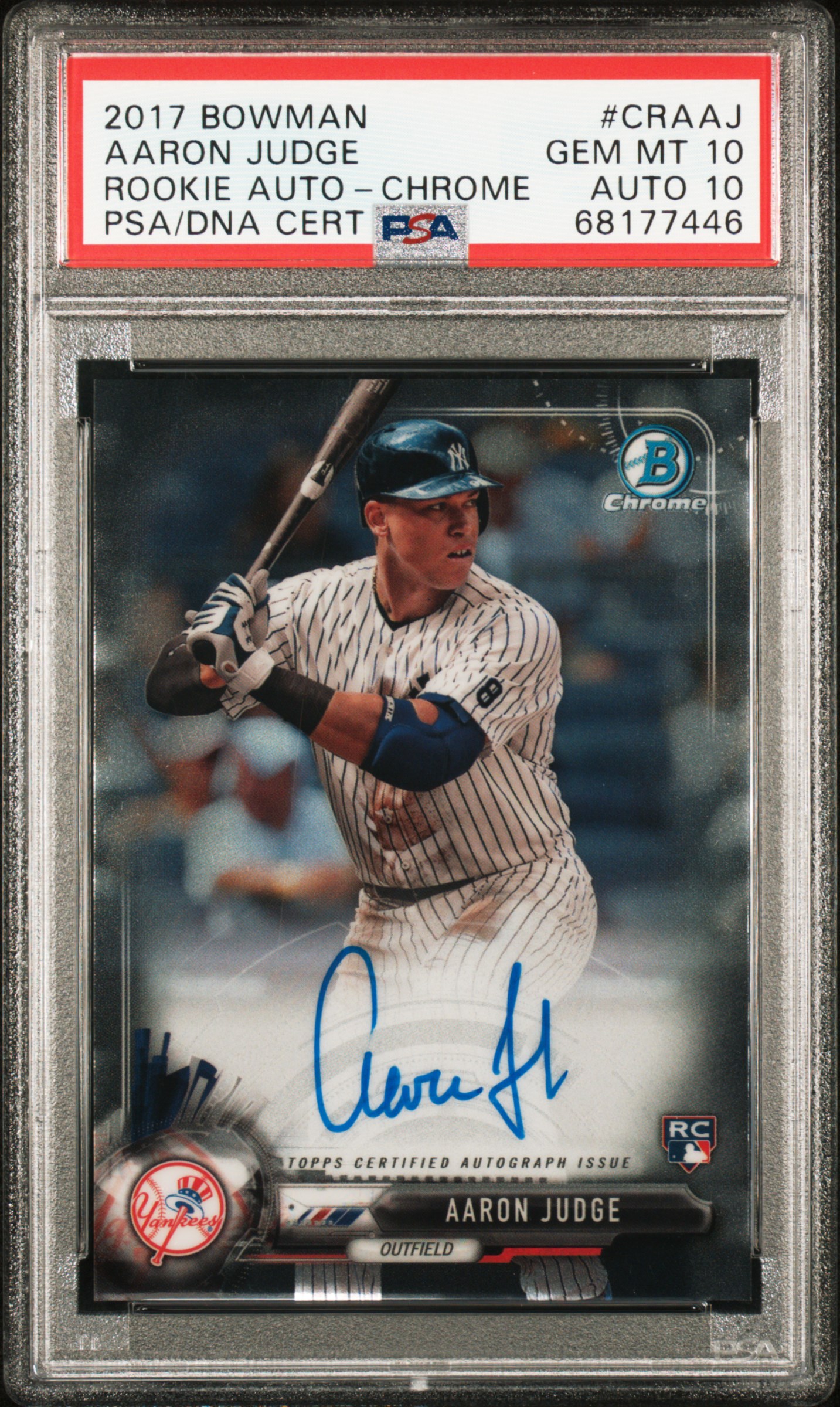 2017 Topps Chrome Sapphire RC Aaron Judge auto Orange Refractor