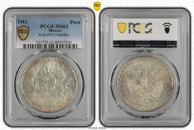 1913 Peso Caballito KM-453  Ag MS62