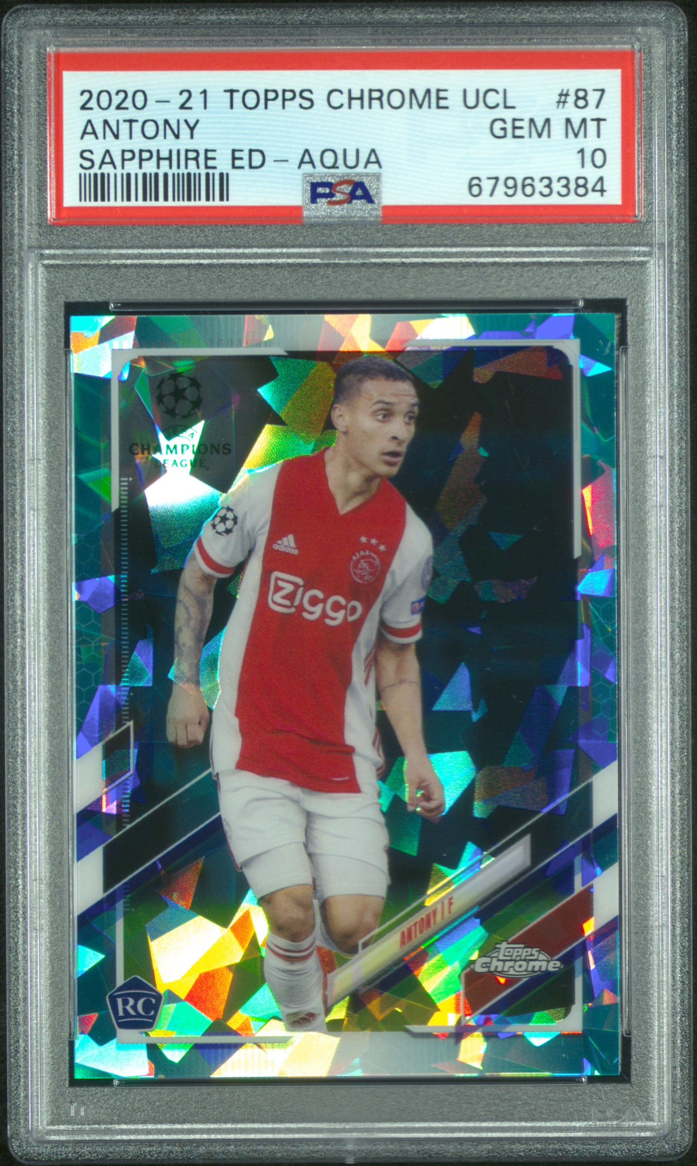 2020 Topps Chrome Uefa Champions League Sapphire Edition Antony #87 (Sapphire Ed-Aqua) Gem Mt 10 front