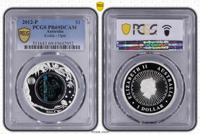 2012-P $1 Koala Ag-Opal PR69DCAM