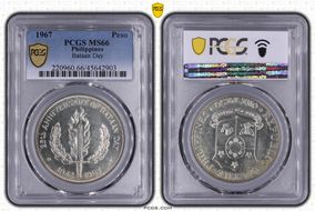 1967 Peso Bataan Day KM-195  Ag MS66
