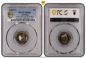 2020-C $2 75th Ann End of WWII Colorized MS68