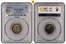 2017-C $2 Remembrance Day Colorized MS68