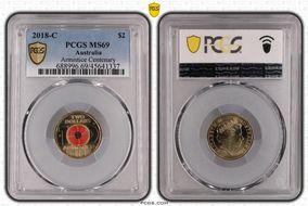 2018-C $2 Armistice Centenary Colorized MS69