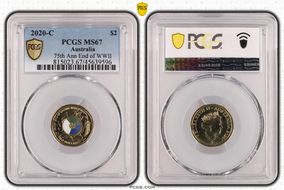 2020-C $2 75th Ann End of WWII Colorized MS67