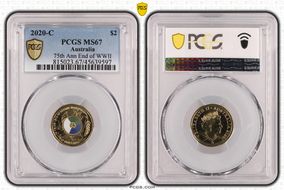 2020-C $2 75th Ann End of WWII Colorized MS67