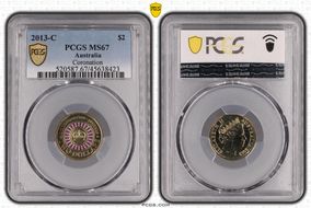 2013-C $2 Coronation Colorized MS67