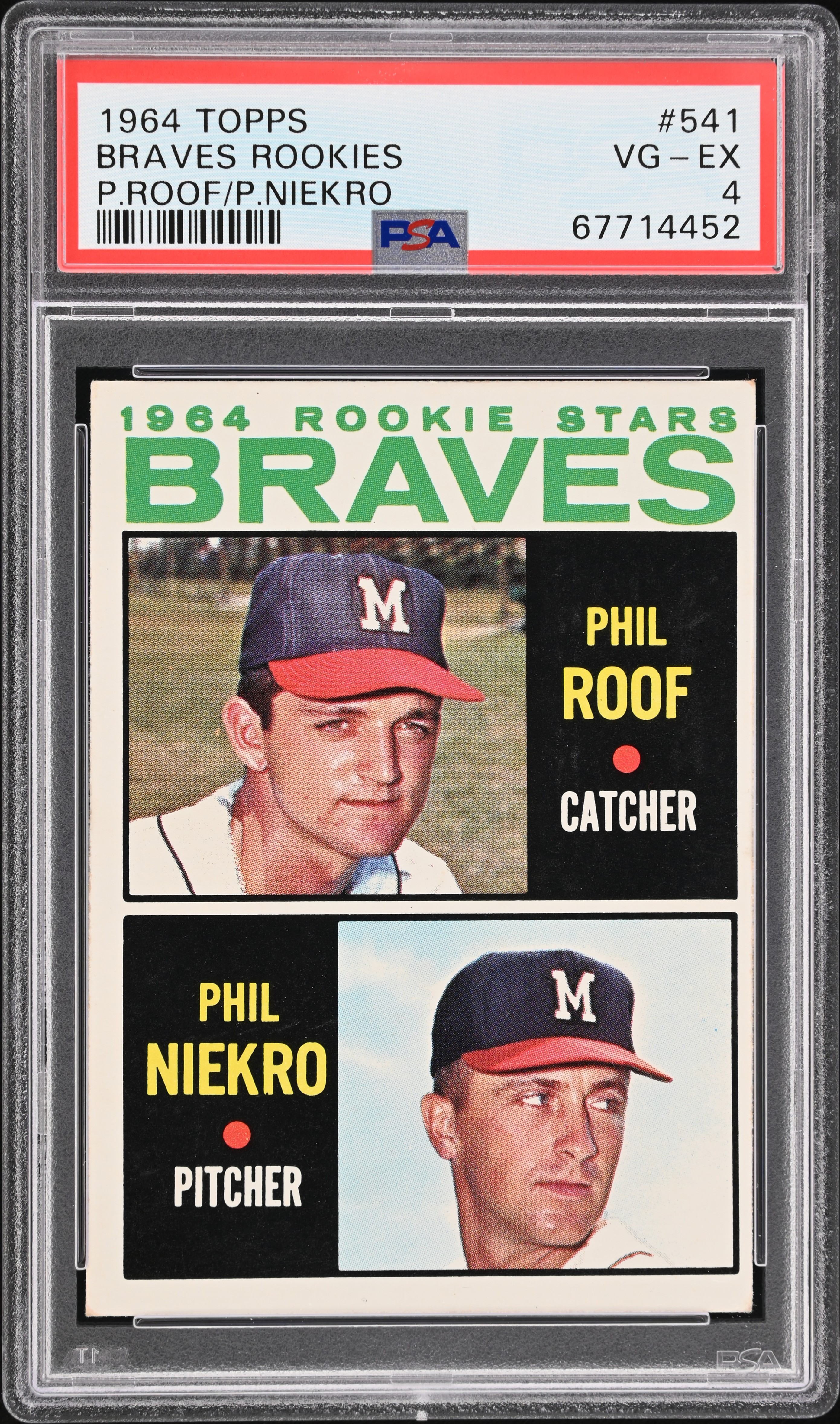 1964 Topps Phil Roof/Phil Niekro 541 Braves Rookies – PSA VG-EX 4