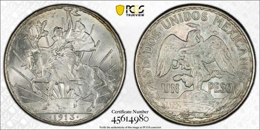1913 Peso Caballito KM-453  Ag MS64