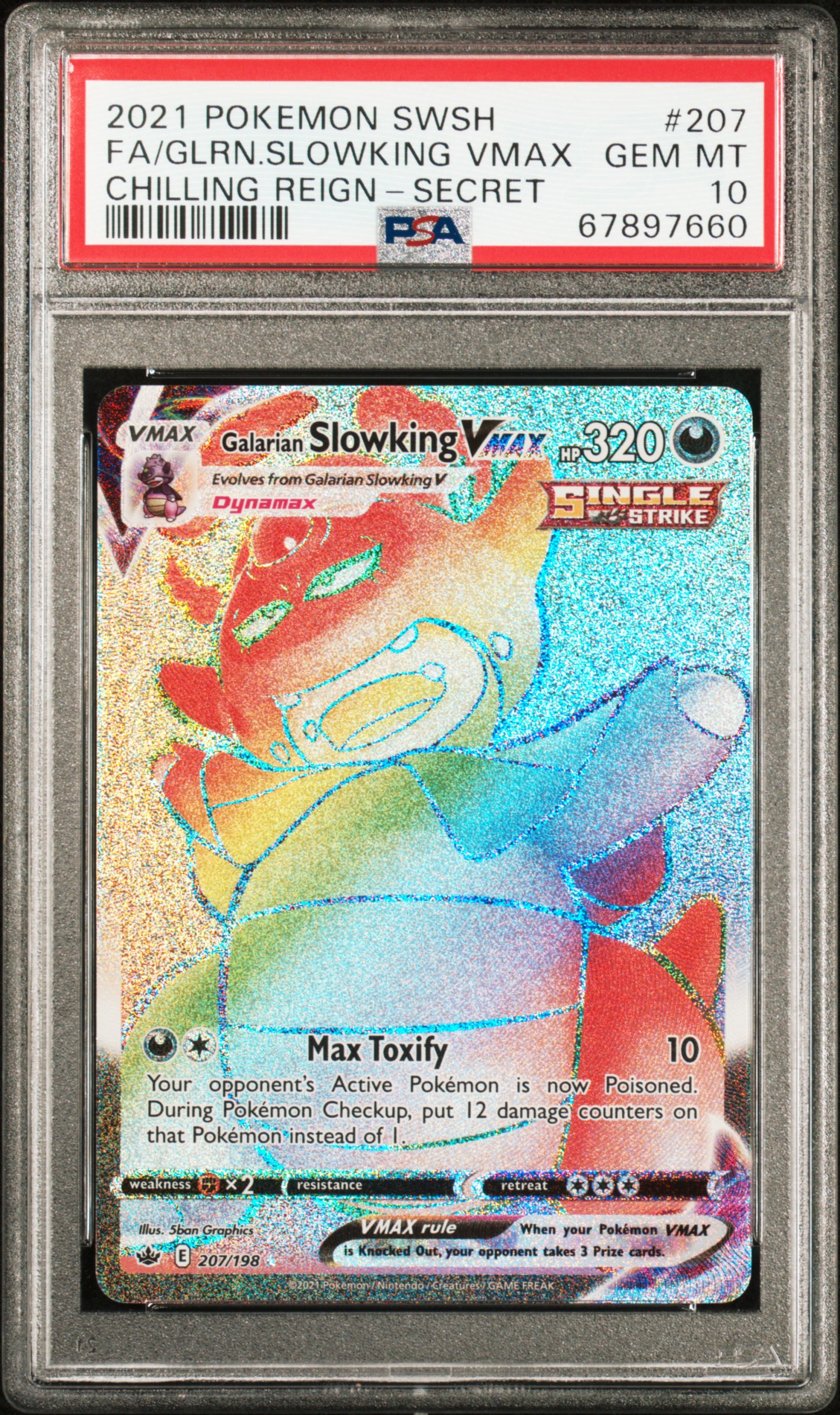 2021 #207 Full Art/Galarian Slowking Vmax PSA 10 Sword & Shield Chilling Reign