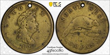 1820 Token North West Company, Brass VF20