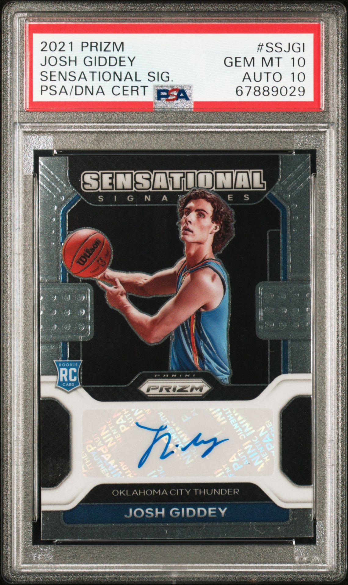 2021 Panini PANINI PRIZM SENSATIONAL SIGNATURES SENSATIONAL SIG. #SSJGI Josh Giddey front