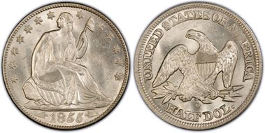 1855-O 50C Arrows MS64