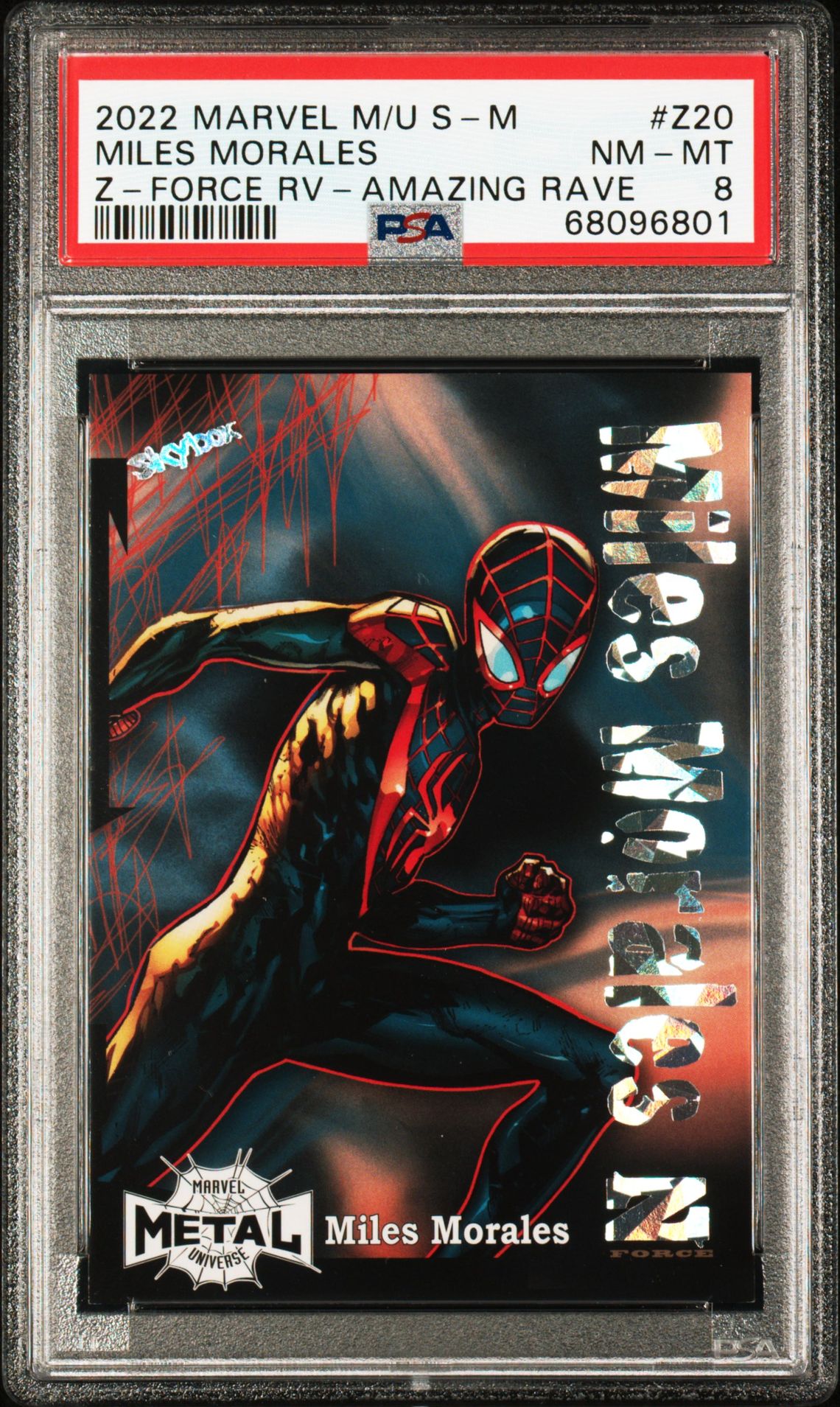 2022 Marvel SKYBOX MARVEL METAL UNIVERSE SPIDER-MAN Z-FORCE RAVE FORCE RV-AMAZING RAVE #Z20 Miles Morales front