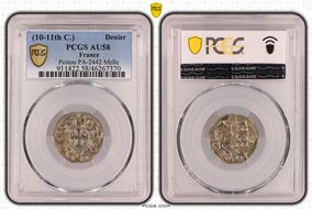 (10-11th C.) Denier Poitou PA-2442 Melle AU58