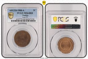 AH1326-1908-A 5C Lec-77 MS64RB