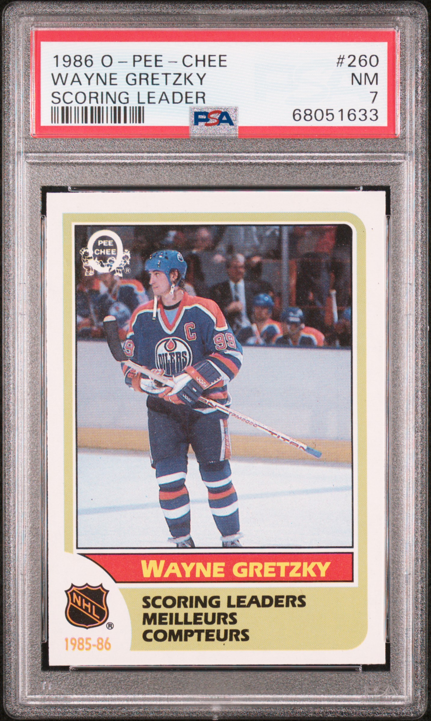 1986-87 O-Pee-Chee Scoring Leader #260 Wayne Gretzky – PSA NM 7