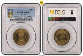 1944 2 Fr Gad-537 F-271 FRANCE MS65