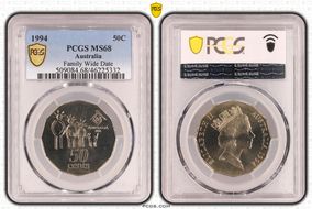 1994 50C Family Wide Date MS68