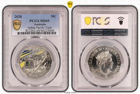 2020 50C Indian Pacific Train Colorized MS69