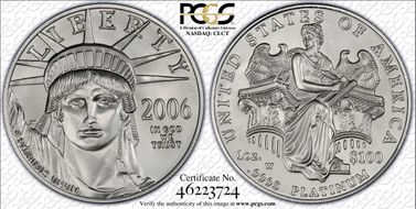 2006-W $100 Burnished St. of Liberty First Strike SP70