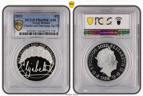 2022 £5 Charity & Patronage Ag Pft The Queen's Reign PR69DCAM