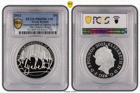 2022 £5 Commonwealth of Nations Ag Pft The Queen's Reign PR69DCAM