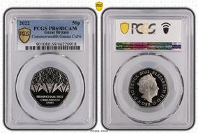 2022 50p Commonwealth Games CuNi PR69DCAM