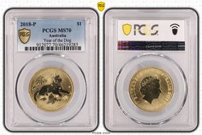 2018-P $1 Year of the Dog CuAl MS70
