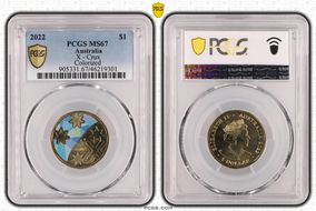 2022 $1 Great Aussie Coin Hunt - 'X' Crux - Colorized MS67