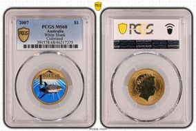 2007 $1 White Shark  Colorized MS68