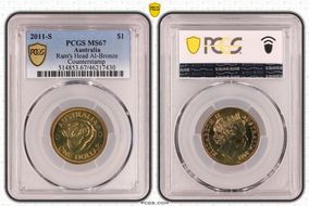 2011-S $1 Ram's Head Al-Bronze Counterstamp MS67