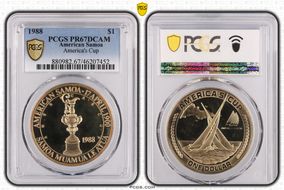 1988 $1 KM-1.1 America's Cup RE PR67DCAM