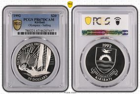 1992 $20 Olympics - Sailing PR67DCAM