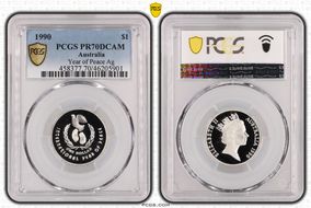 1990 $1 Year of Peace Ag PR70DCAM