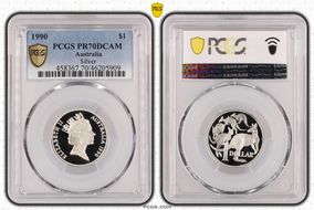 1990 $1 KM-84a  Ag PR70DCAM